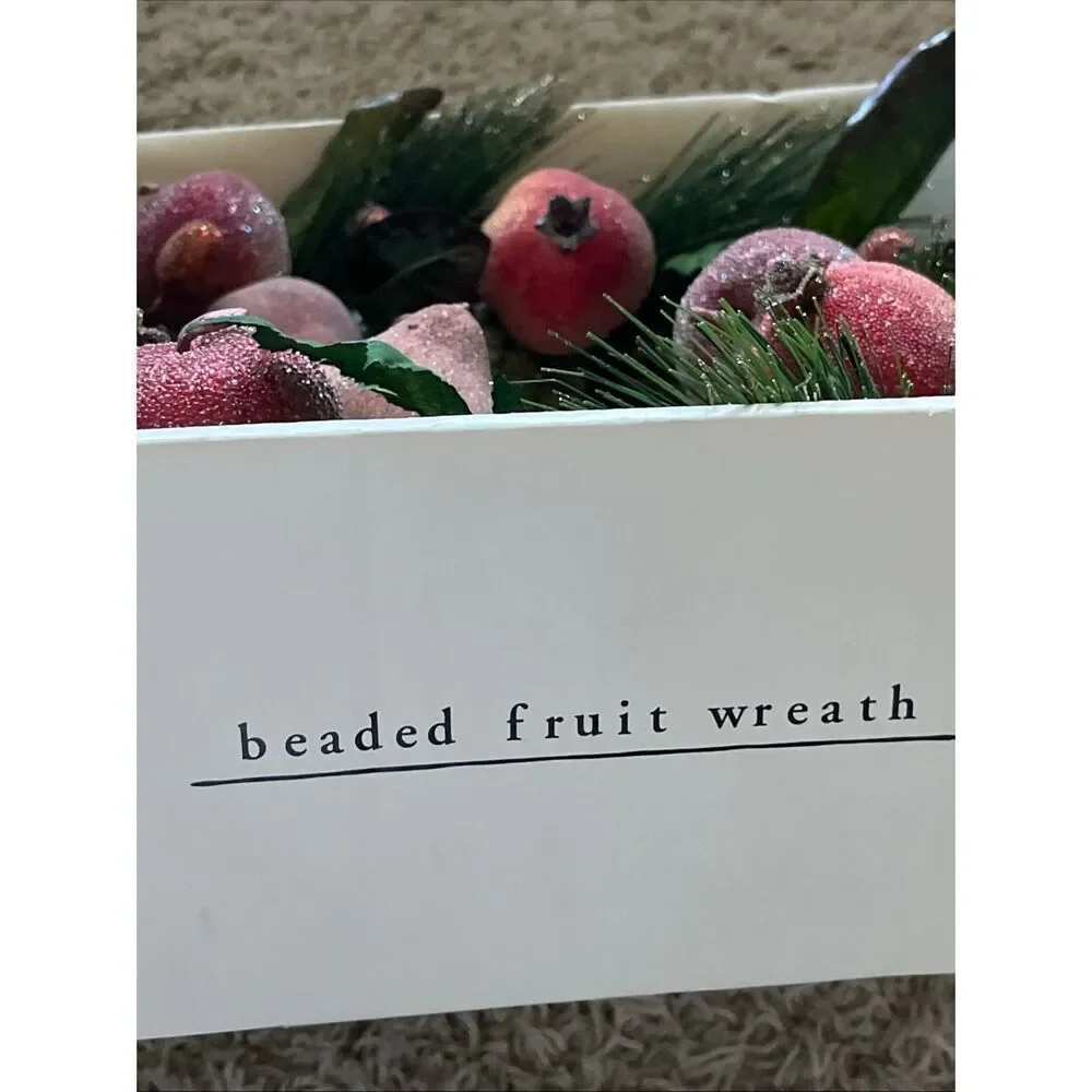 NIB Pier 1 Imports Glitter Beaded Fruit Christmas Wreath